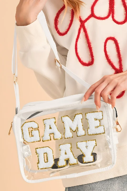 PREORDER! ETA 12/26 White Chenille Game Day Clear Crossbody **SHIPPING EXPECTED TO BEGIN ON DATE 12/26**