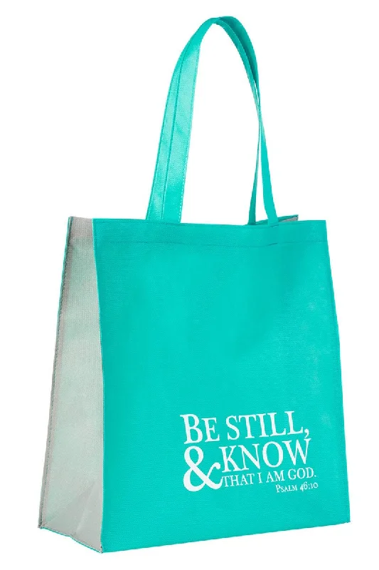 Psalm 46:10 'Be Still & Know' Teal Tote Bag