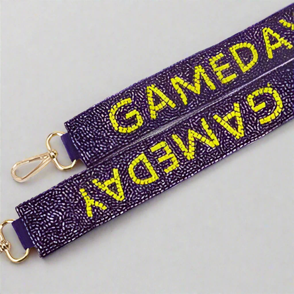 Purse Strap Purple & Yellow Crystal Gameday