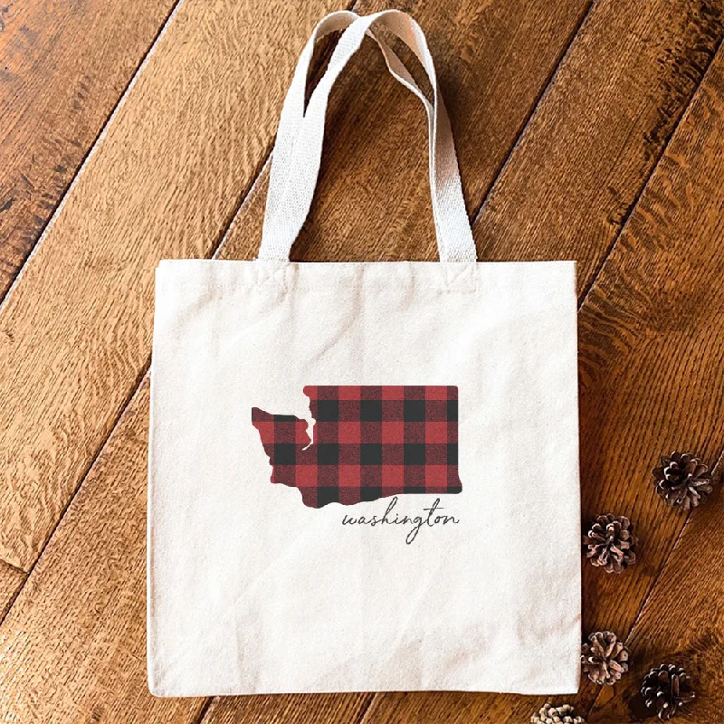 Red Plaid State - Canvas Tote Bag