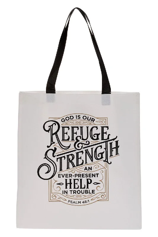 Refuge and Strength Black and White Tote Bag