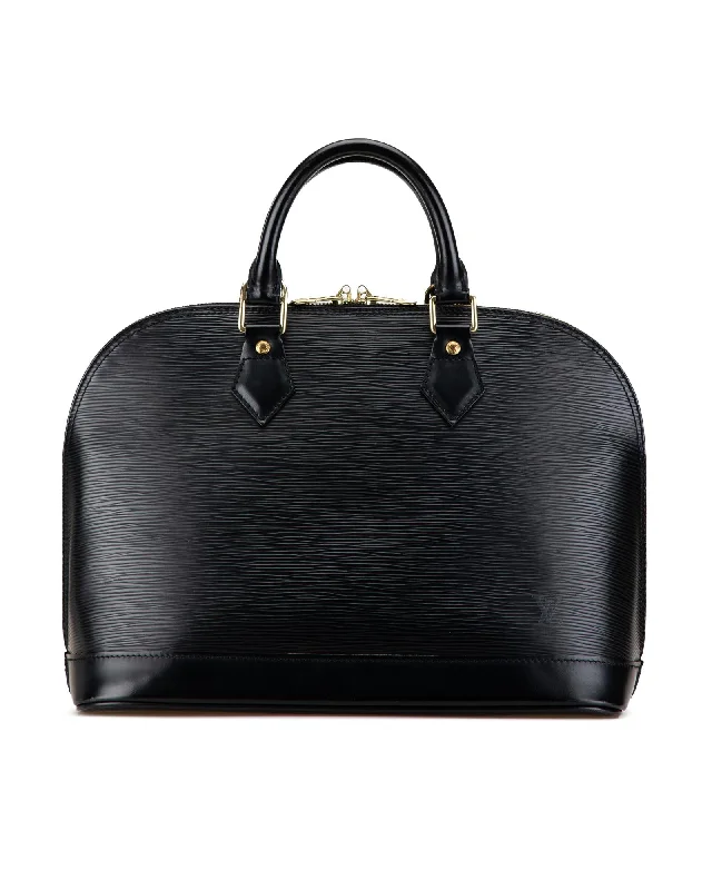 Epi Leather Top Zip Handbag with Rolled Handles