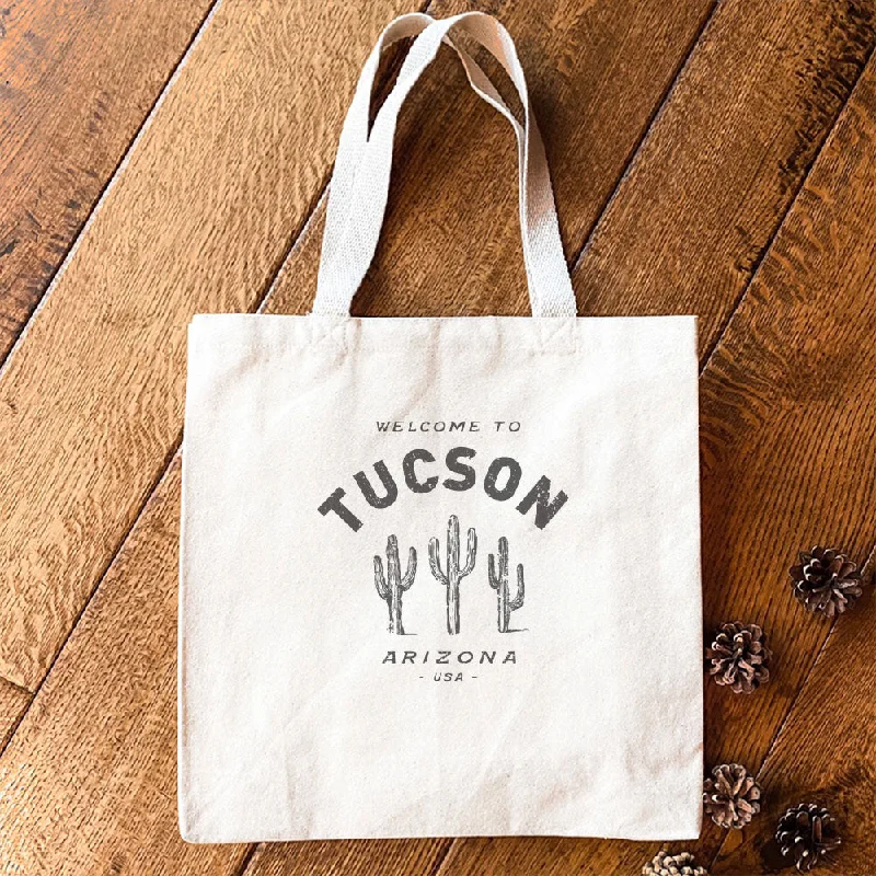 Saguaro Cactus w/ City, State - Canvas Tote Bag