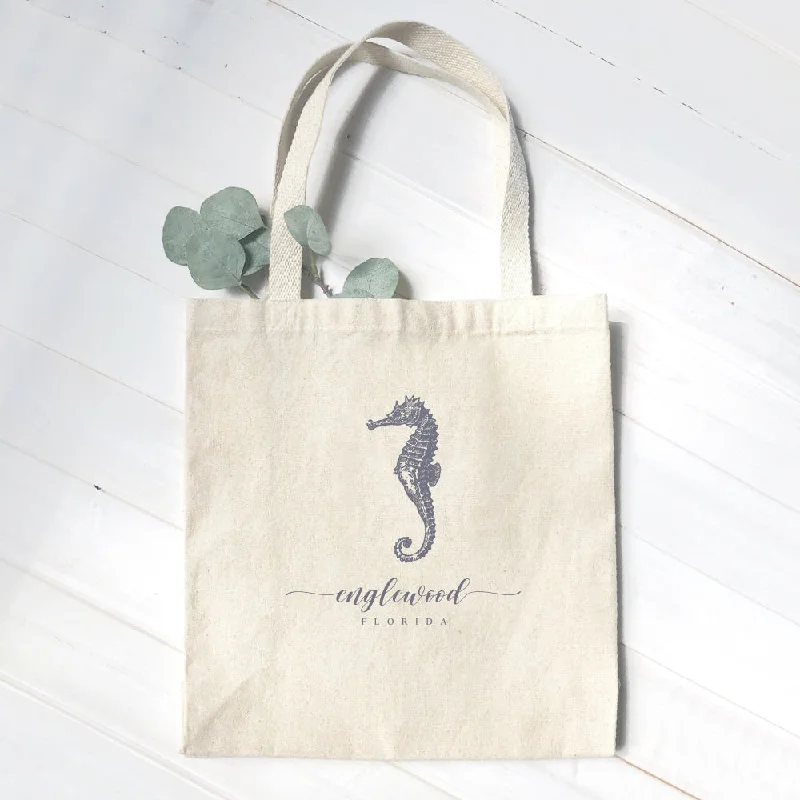 Seahorse w/ City, State - Canvas Tote Bag