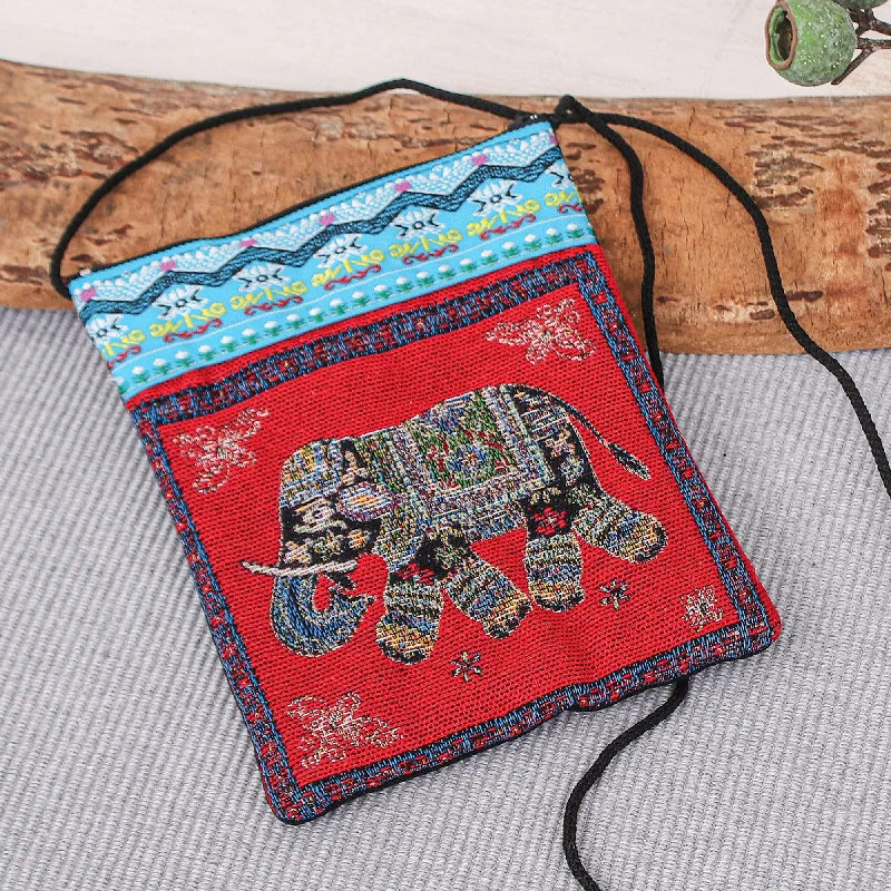 Small Elephant Motif Sling - Mae Rim Elephant in Red