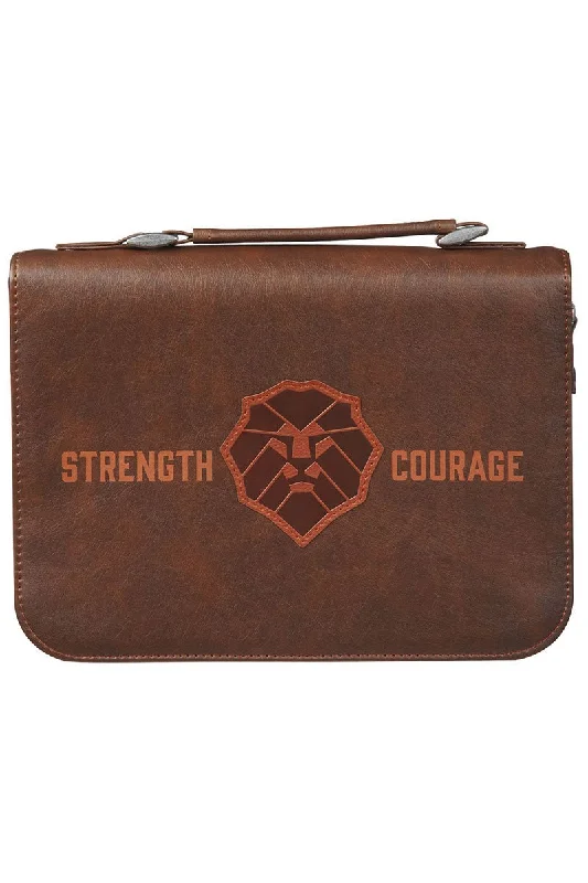 Strength and Courage Lion Brown Large Bible Cover