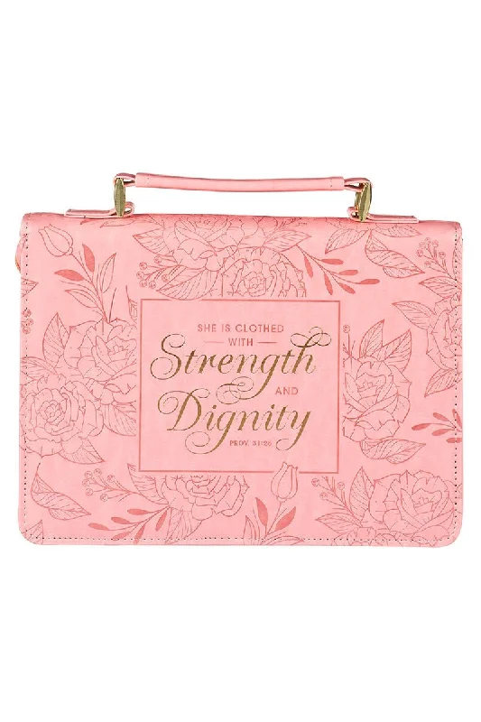 Strength and Dignity Rose Pink Faux Leather Large Bible Cover