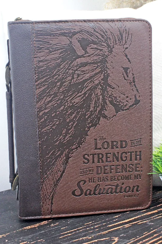 The Lord Is My Strength Brown LuxLeather Large Bible Cover