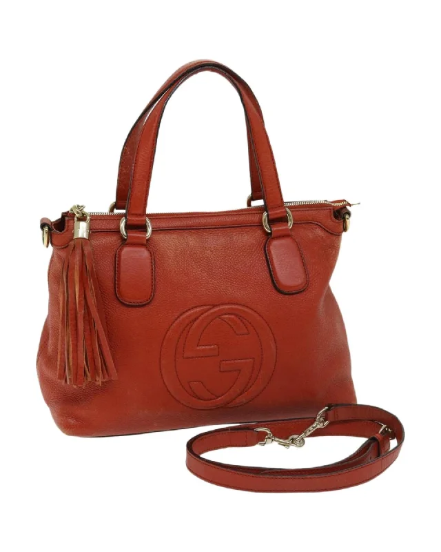 Leather 2way Hand Bag with Shoulder Strap