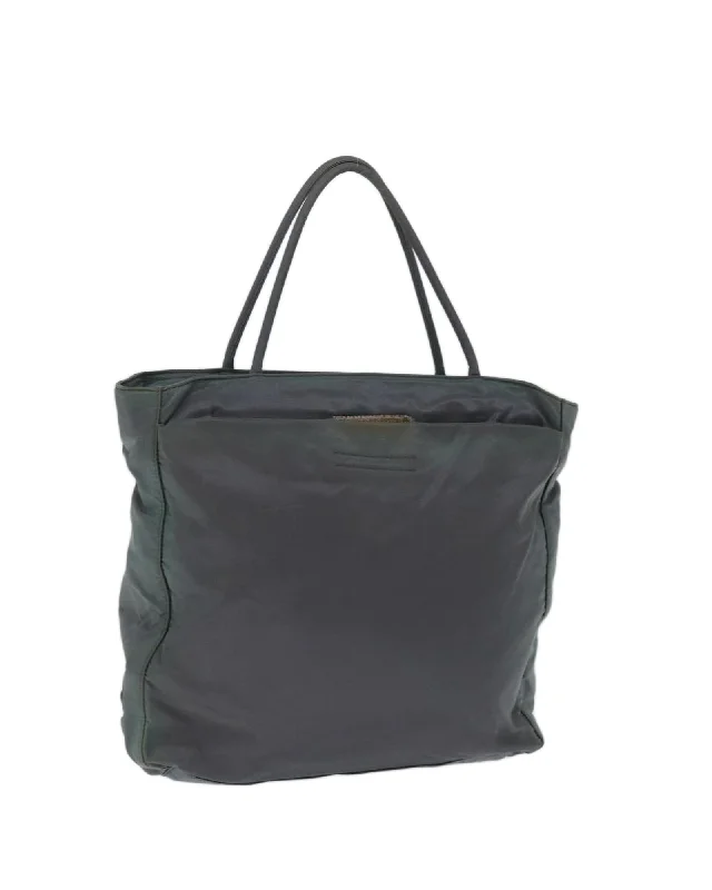 Khaki Nylon Tote Bag with Minimalist Design