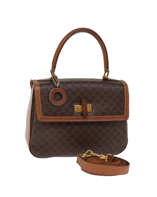 Canvas Brown Hand Bag with Shoulder Strap