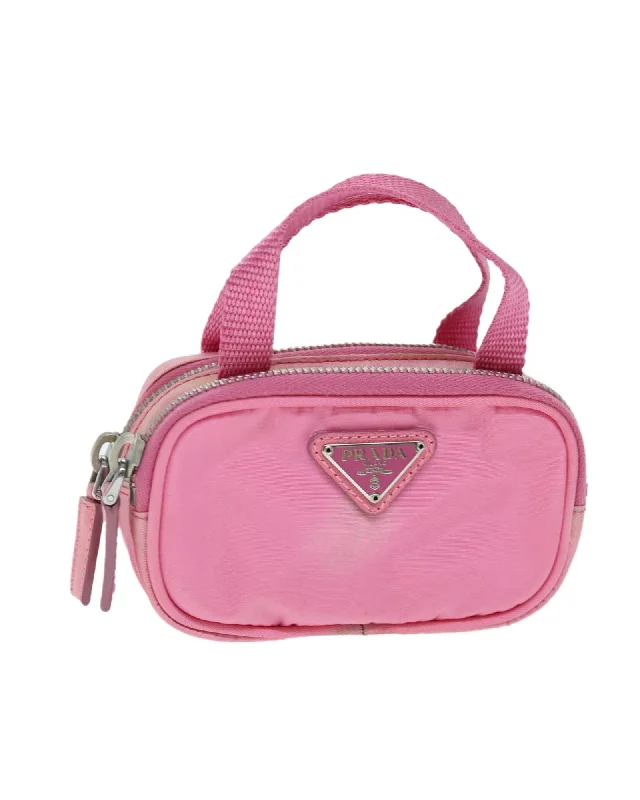 Nylon Pink Hand Bag with Guarantee Card - Made in Italy