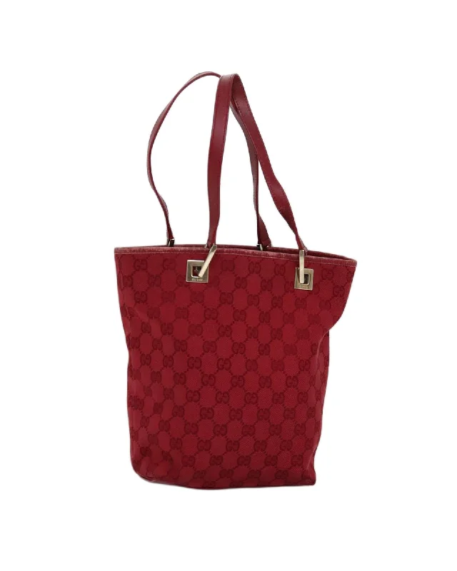 Red GG Canvas Hand Bag with Pouch and Scratches