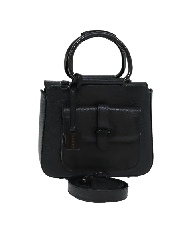 Leather 2-Way Hand Bag with Shoulder Strap