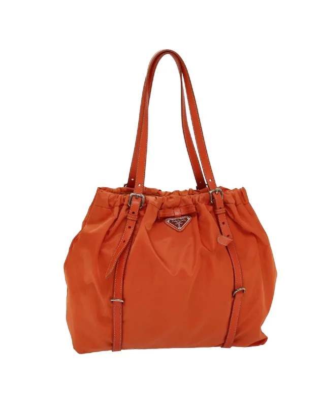 Orange Nylon Tote Bag with Dust Bag - Italian Made