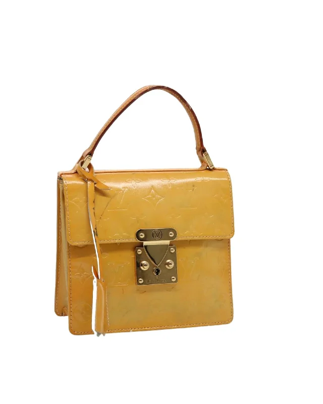 Patent Leather Hand Bag with Key Accessory and Clochette