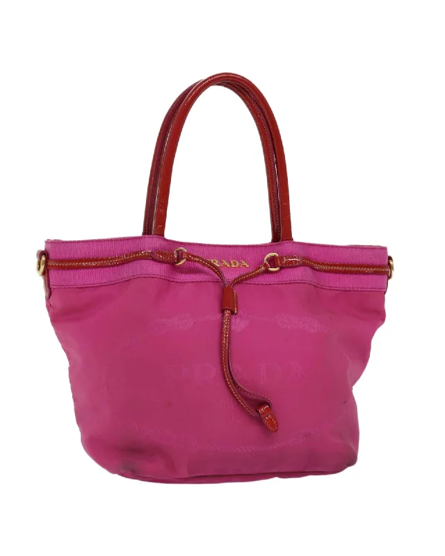 Nylon Hand Bag in Pink/Red with Accessory - Made in Italy