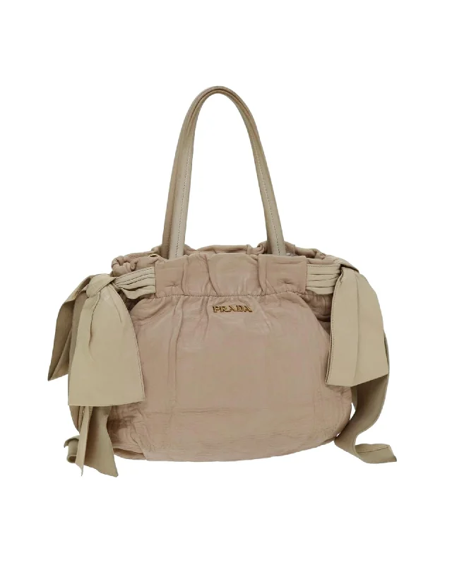 Leather Pink Tote Bag with Handles