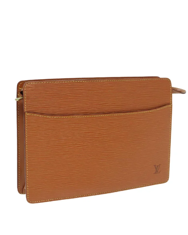 Epi Leather Pochette Clutch Bag with Zip Detail