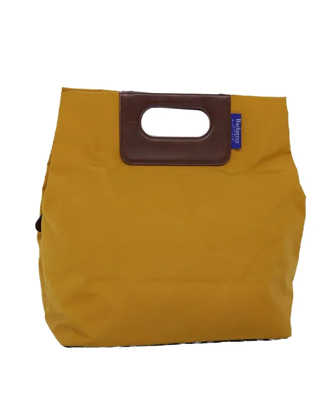 Yellow Nylon Hand Bag with Burberrys Nova Check Pattern