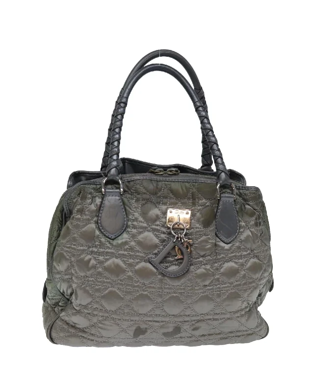 Gray Nylon Lady Dior Hand Bag with Canage Design