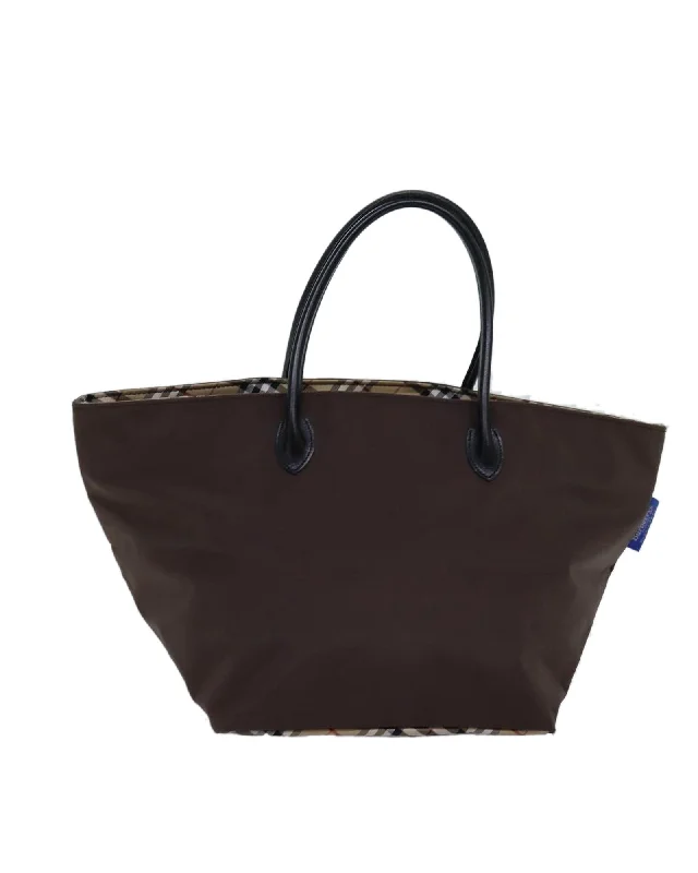 Beige and Brown Nova Check Nylon Tote Bag by Burberrys