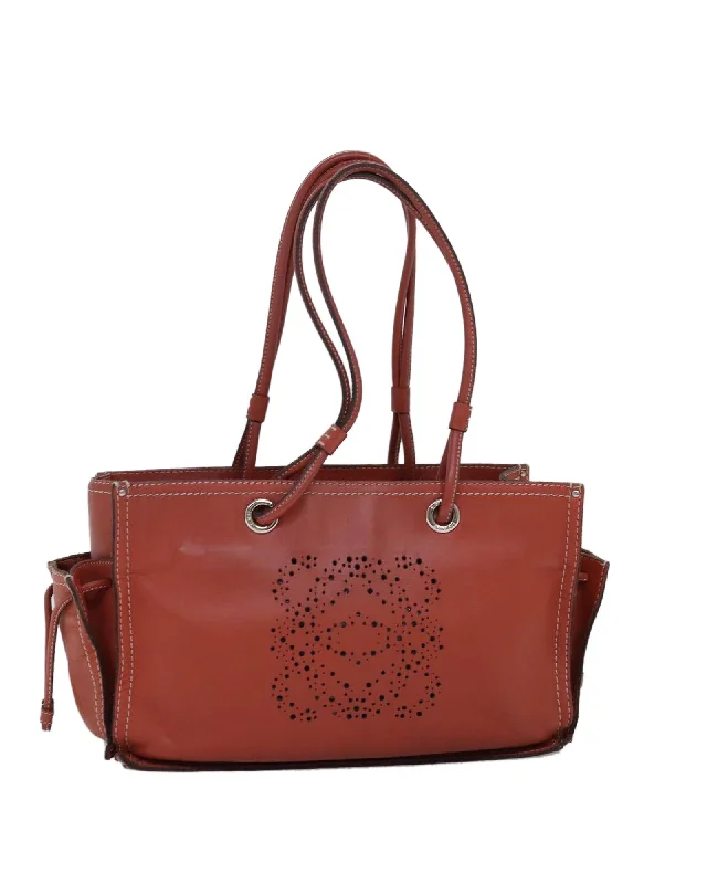 Leather Anagram Tote Bag in Orange by LOEWE