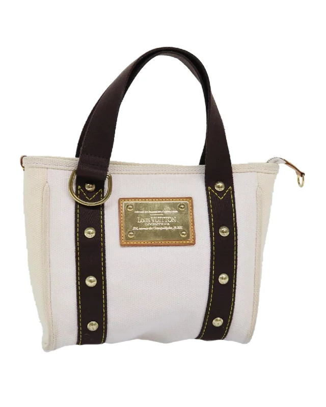 Canvas Tote Bag with Brown and White Pattern