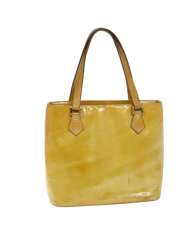 Beige Patent Leather Hand Bag with Accessories - Rank C