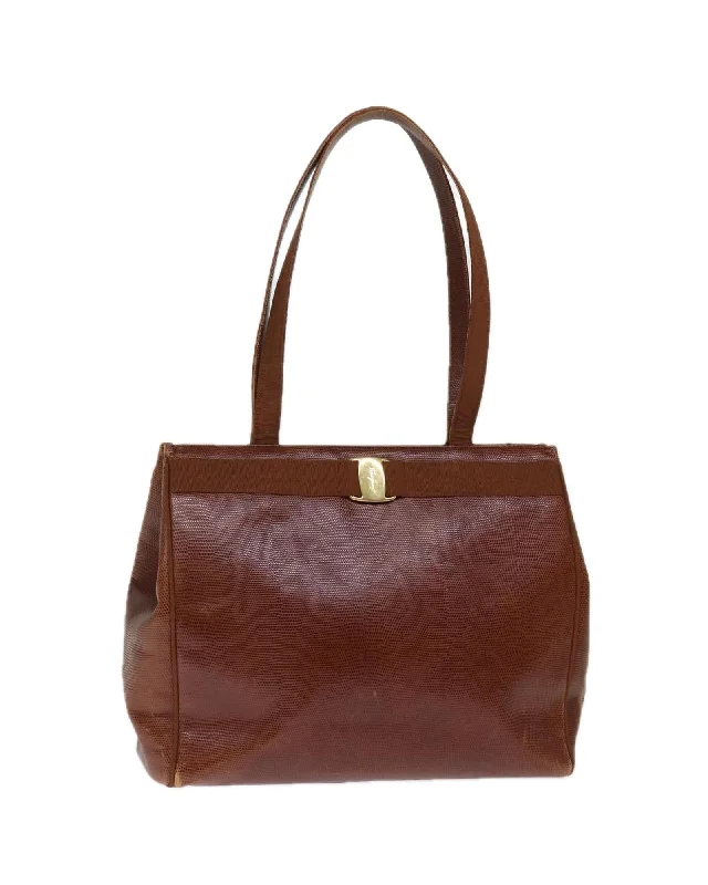 Leather Brown Tote Bag by Salvatore Ferragamo