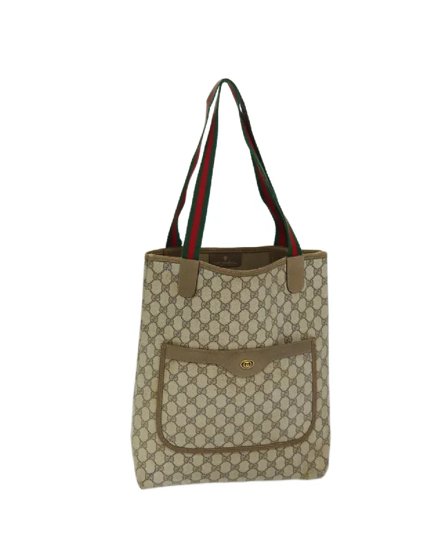 GG Supreme Web Sherry Line Tote Bag with Red and Green Accents