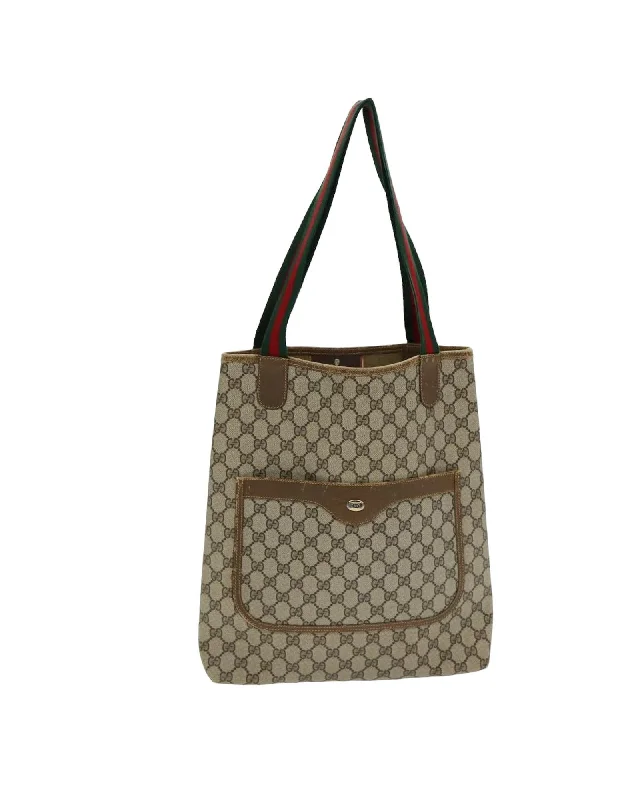 GG Supreme Web Sherry Line Tote Bag in PVC Leather and Canvas