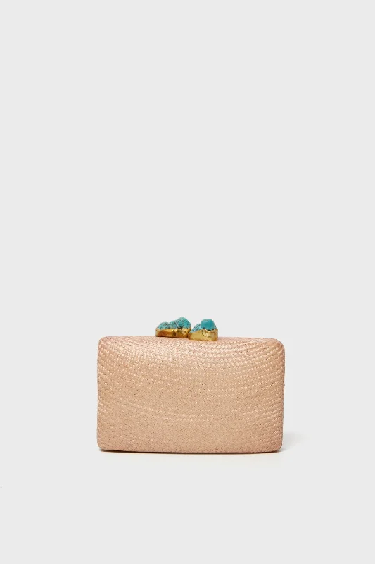 Toast Jen Straw Clutch with Turquoise Stones