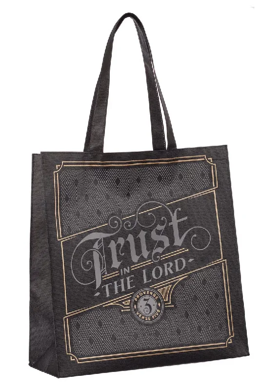 Trust in the Lord Charcoal and Gold Shopping Tote Bag