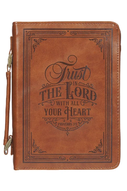 Trust in the Lord Honey Brown Faux Leather Large Bible Cover