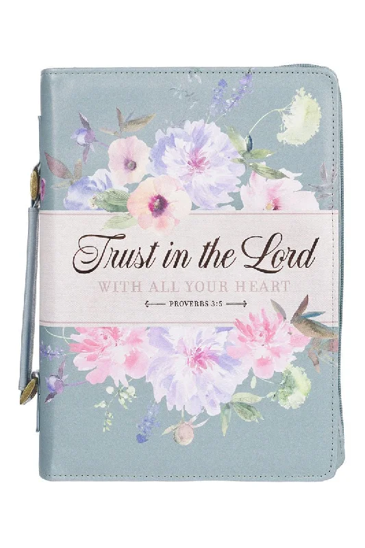 Trust in the Lord Pearlescent Pewter Faux Leather Large Bible Cover