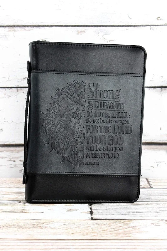 Two-Tone Joshua 1:9 'Strong & Courageous' Large Bible Cover