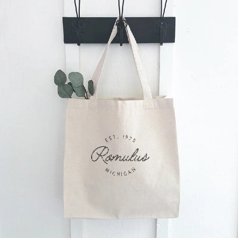 Vintage Script City w State EST - Canvas Tote Bag