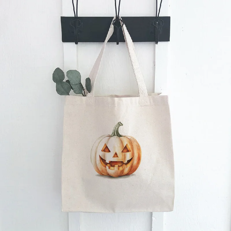 Watercolor Carved Pumpkin - Canvas Tote Bag