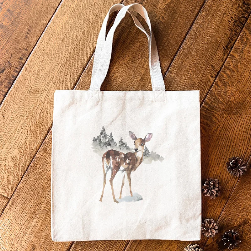 Watercolor Fawn - Canvas Tote Bag