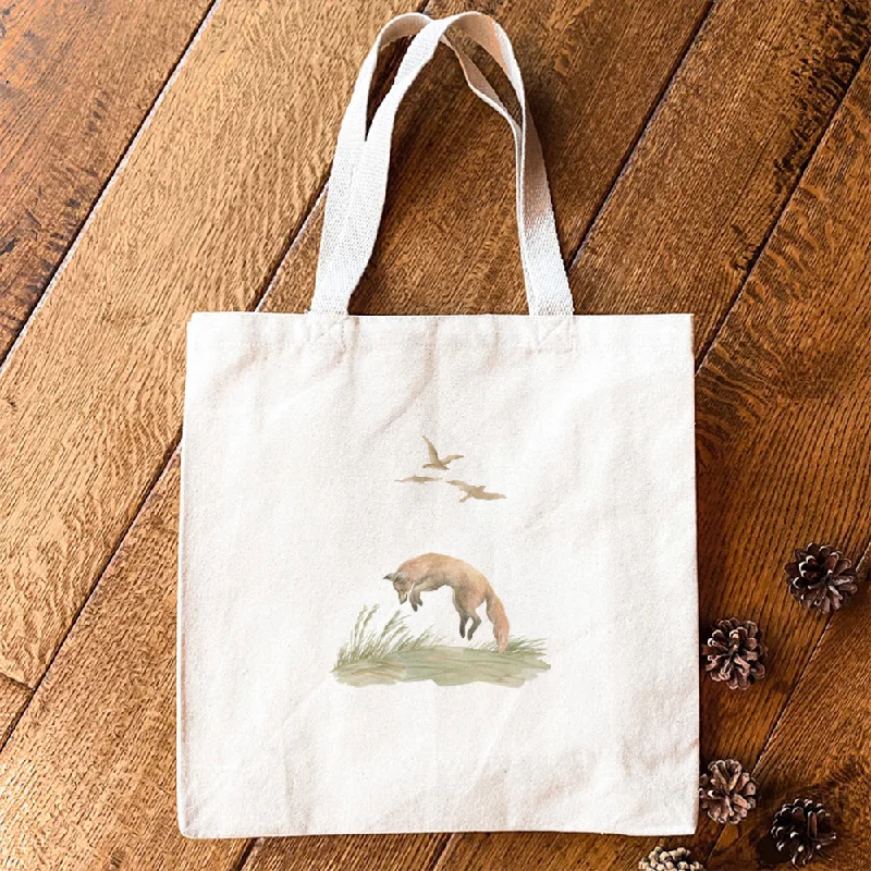 Watercolor Fox Scene - Canvas Tote Bag