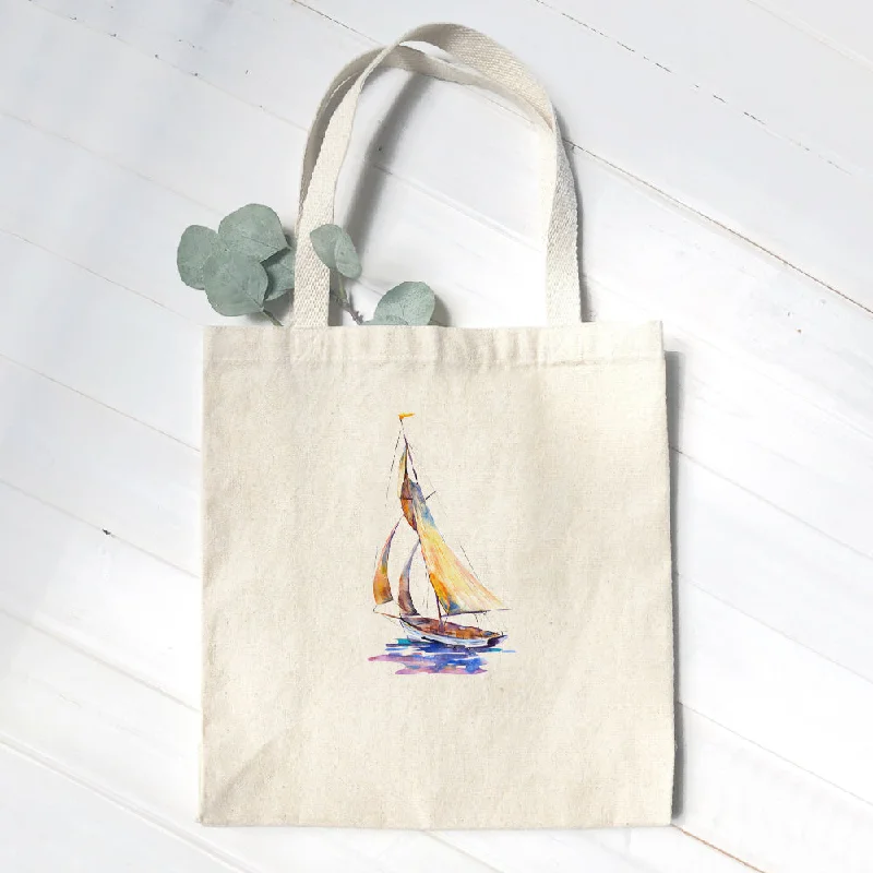 Watercolor Sailboat (Orange) - Canvas Tote Bag