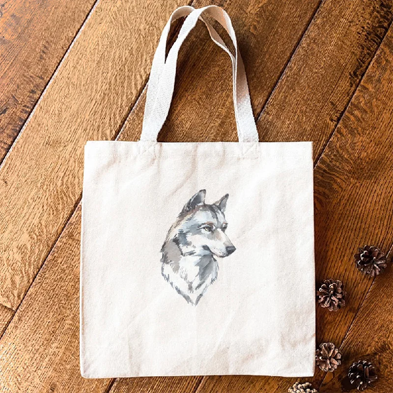 Watercolor Wolf Head - Canvas Tote Bag