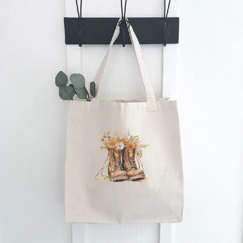 Wildflower Boots - Canvas Tote Bag