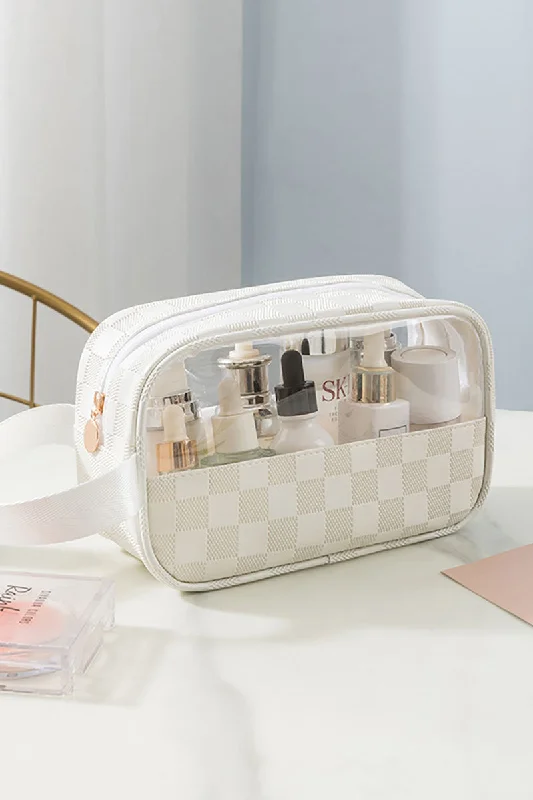 Clearly You Ivory Checkered Cosmetic Bag