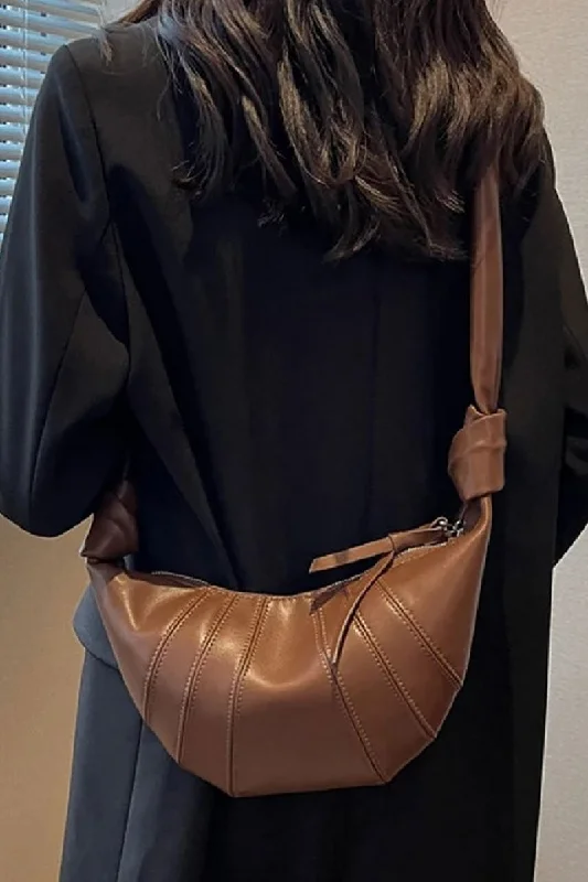 Upper East Side Camel Faux Leather Half Moon Bag