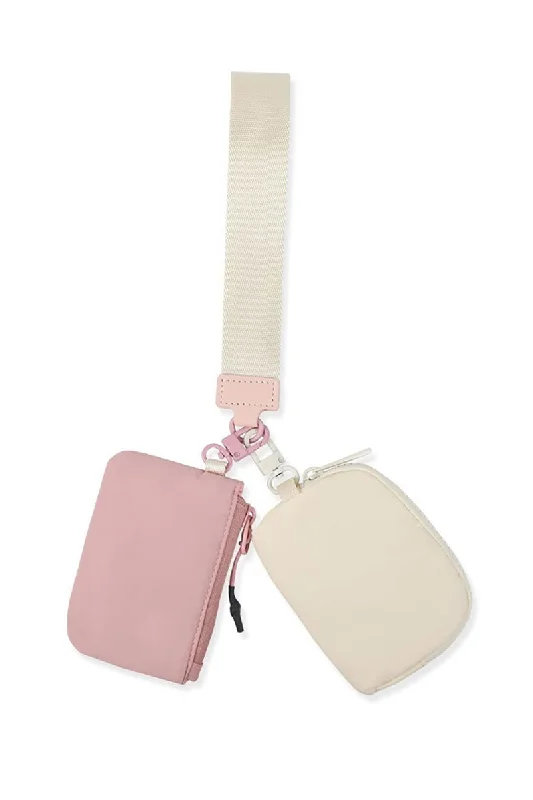 Venture Out Light Rose and Ivory Dual Pouch Wristlet