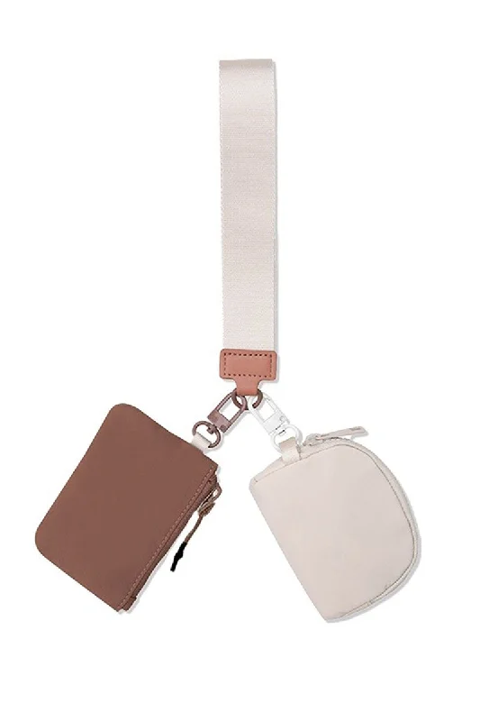 Venture Out Mocha and Sand Beige Dual Pouch Wristlet