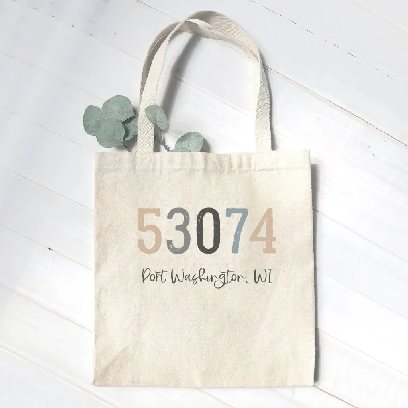 Zip Code w/ City and State - Canvas Tote Bag