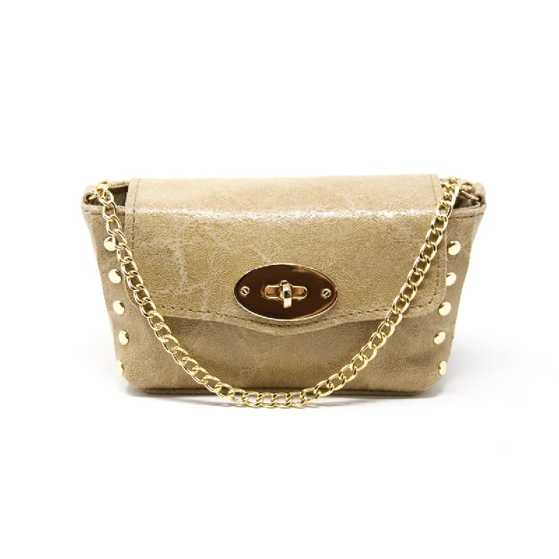 Leather Mini Bag in Beige